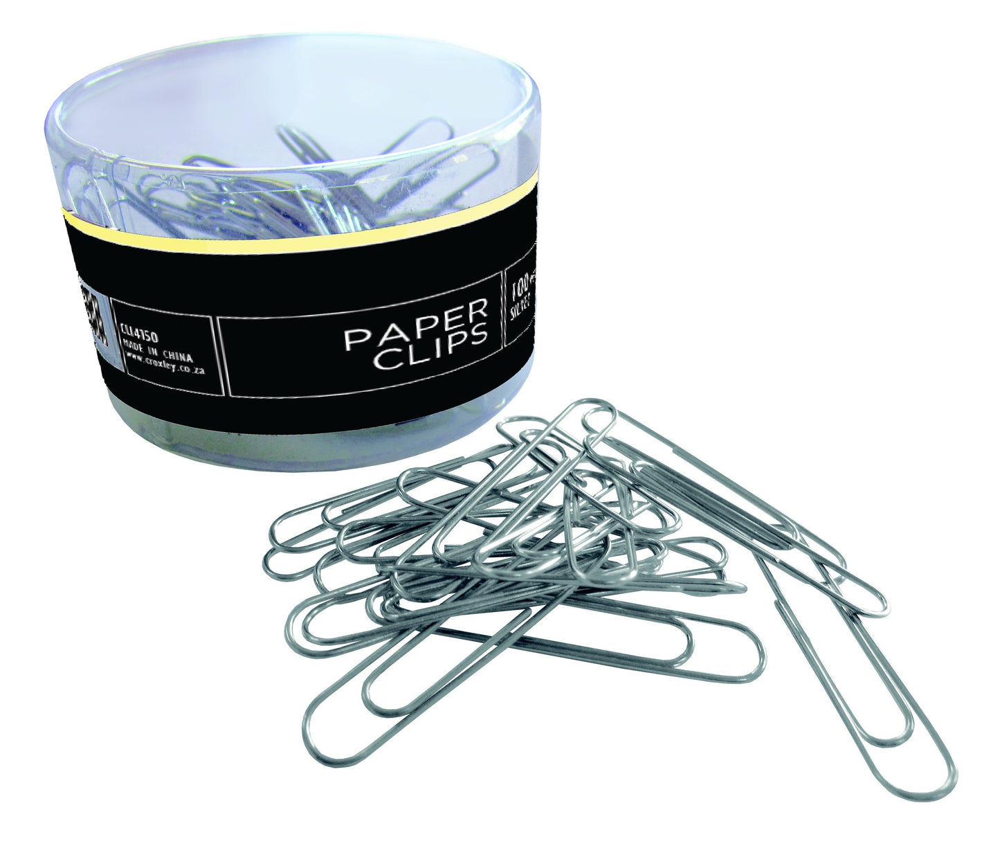 CROXLEY 50mm Silver Paper Clips Tub 100's