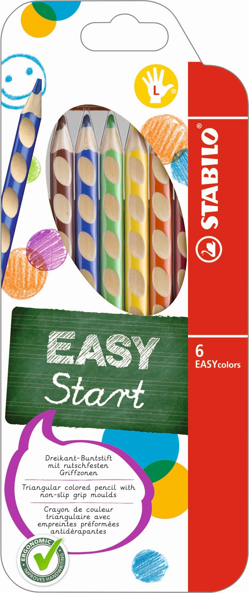 STABILO EASYcolors Ergonomic Left-Handers Colour Pencil Assted Box 6's