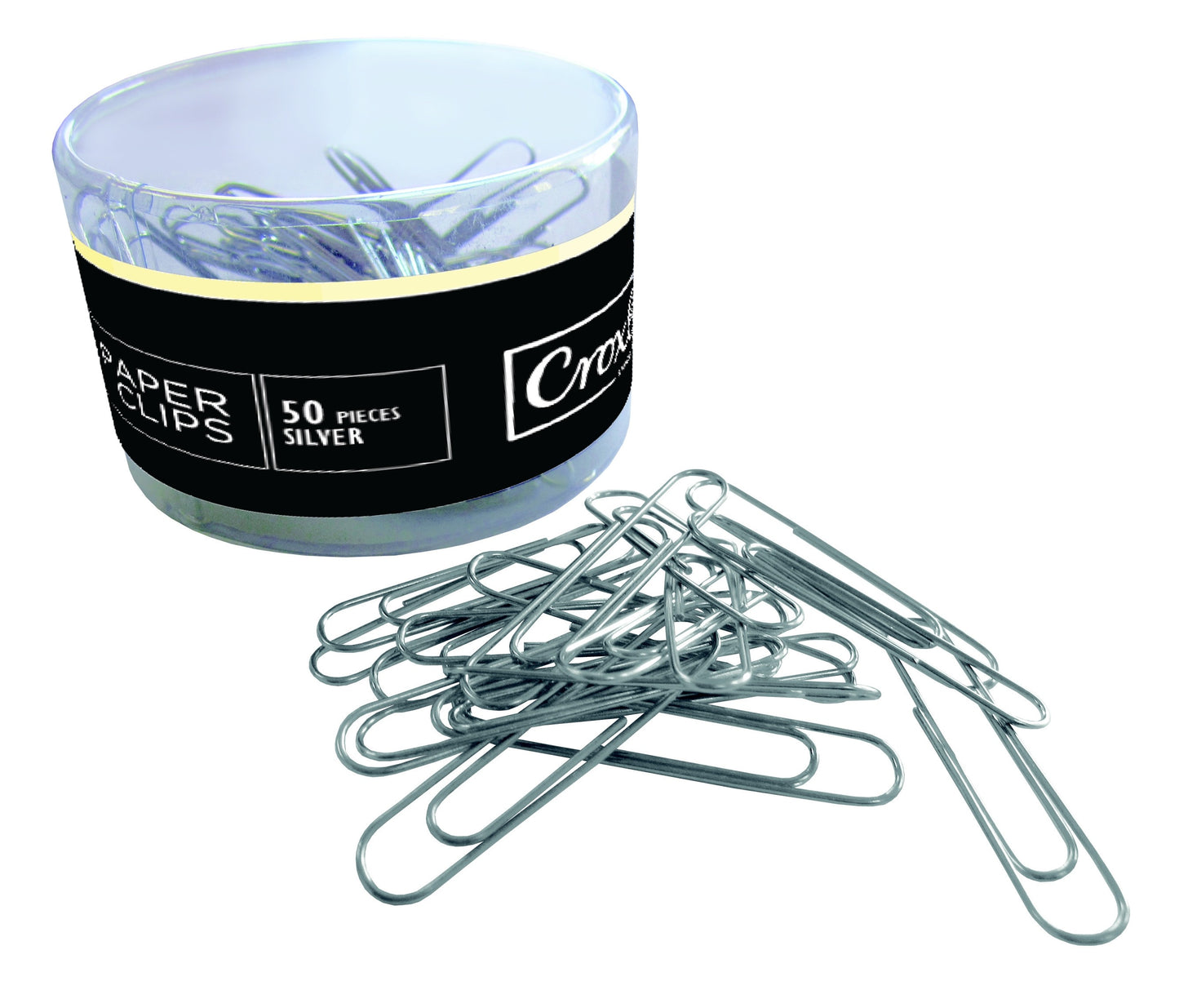 CROXLEY 78mm Silver Wavy Paper Clips Tub 50's