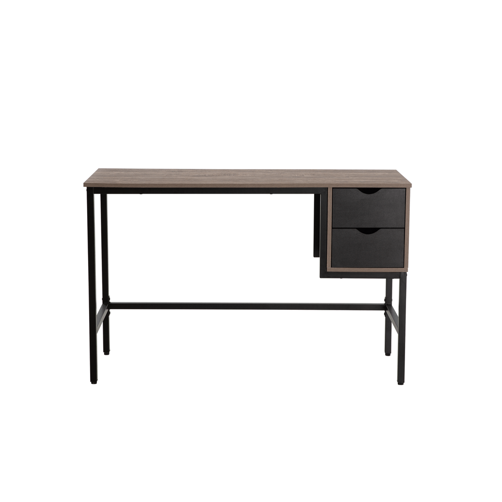 Everfurn Rampart Office Desk with Two Drawers, Powder Coated Steel, Adjustable Feet