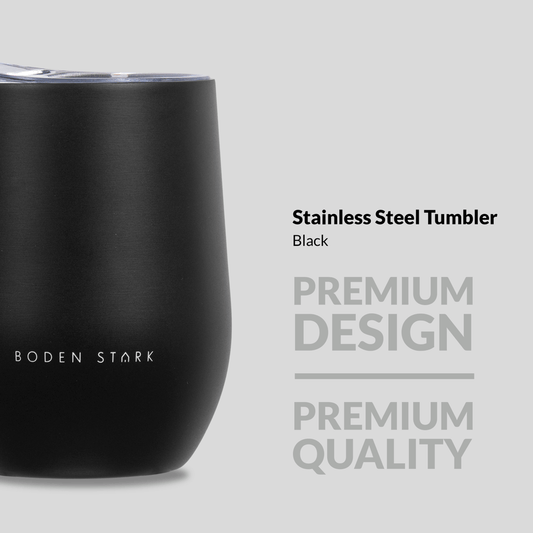 Boden Stark 350ml Black Stainless Steel Tumbler showcasing premium design and quality.