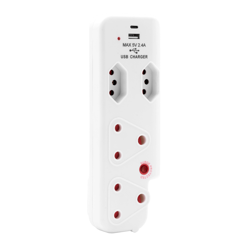 Ellies 4 Way Medium Surge adaptor with type C + USB