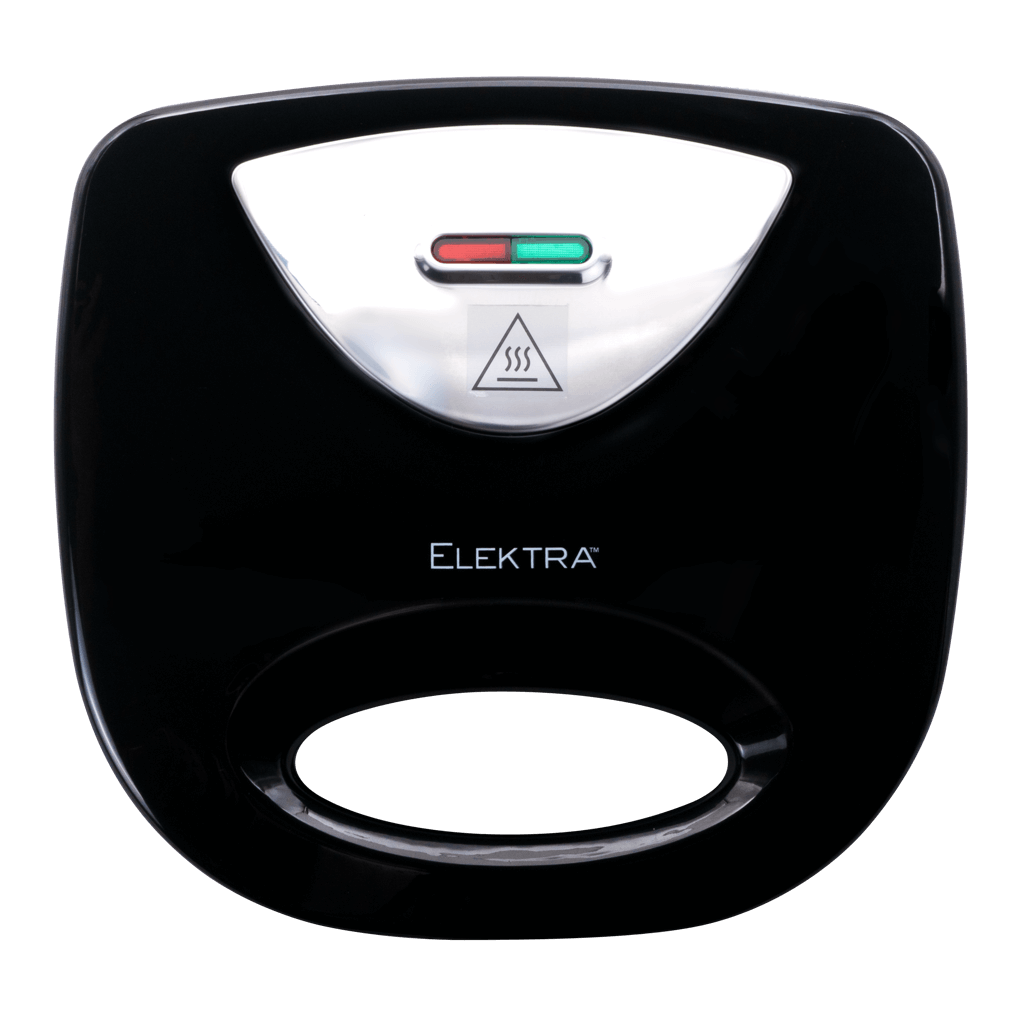 ELEKTRA 700W Sandwich Press in sleek black finish with indicators for easy toast preparation.