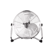 ELEKTRA POWER FAN with a chrome finish, designed for high airflow and efficient cooling in any space.
