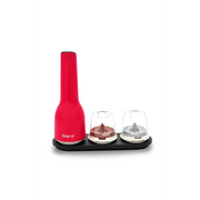 FINAMILL rechargeable grinder in Sangria color with detachable spice containers on black base.