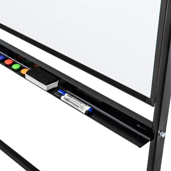 Mobile Whiteboard 900x1200mm Aluminium Frame Lock Function Black