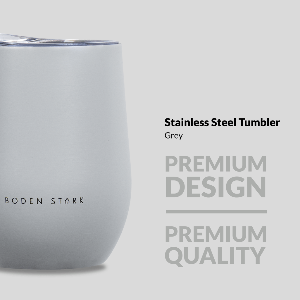 Boden Stark 350ml grey stainless steel tumbler featuring premium design and quality.