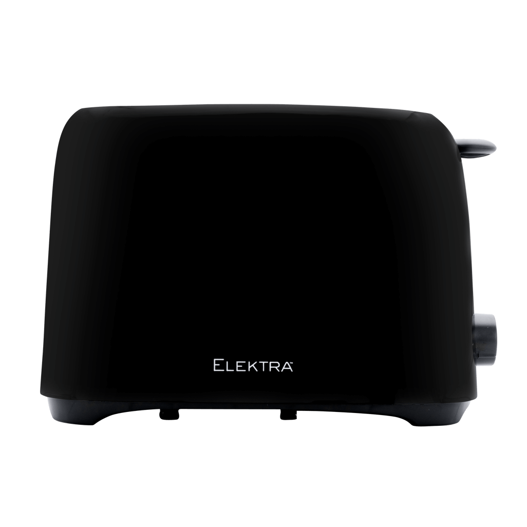 ELEKTRA Basic 700W 2 slice toaster in black, lightweight design with 6-level browning control for perfect toast.