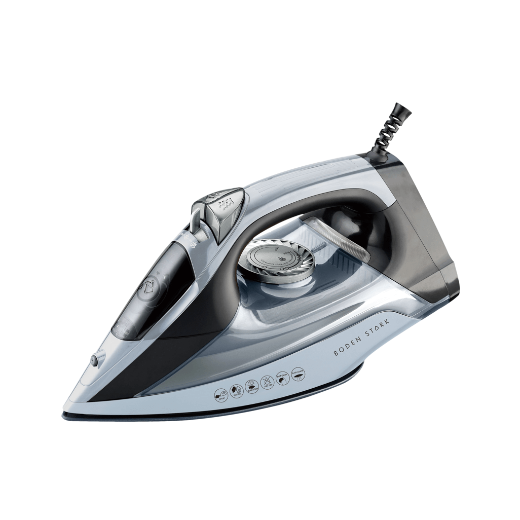 Boden Stark 2200W Ceramic Steam Iron featuring ergonomic design and adjustable steam settings for effective ironing.