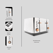 Boden Stark Anson Collection 4 Slice SS Toaster with cancel, reheat, defrost functions and 7 browning levels.