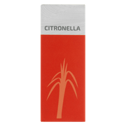 Zen Oil Citronella product packaging featuring a red design with a citronella plant illustration.