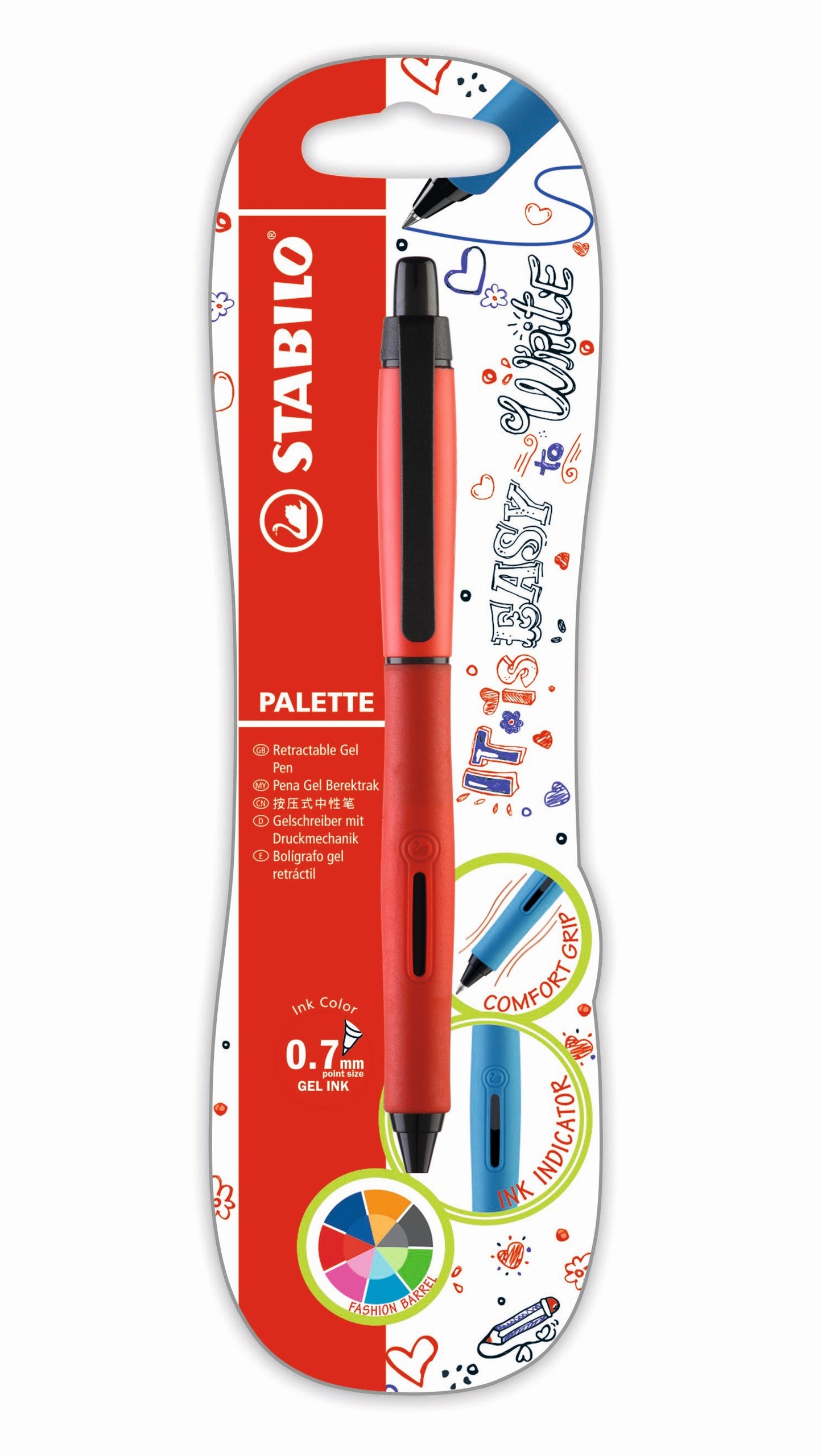 STABILO Palette Retractable Gel Pen Fine Red Card Red Ink