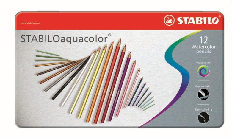 STABILO Aquacolor Aquarellable Colour Pencil: Assorted Metal Box 12's