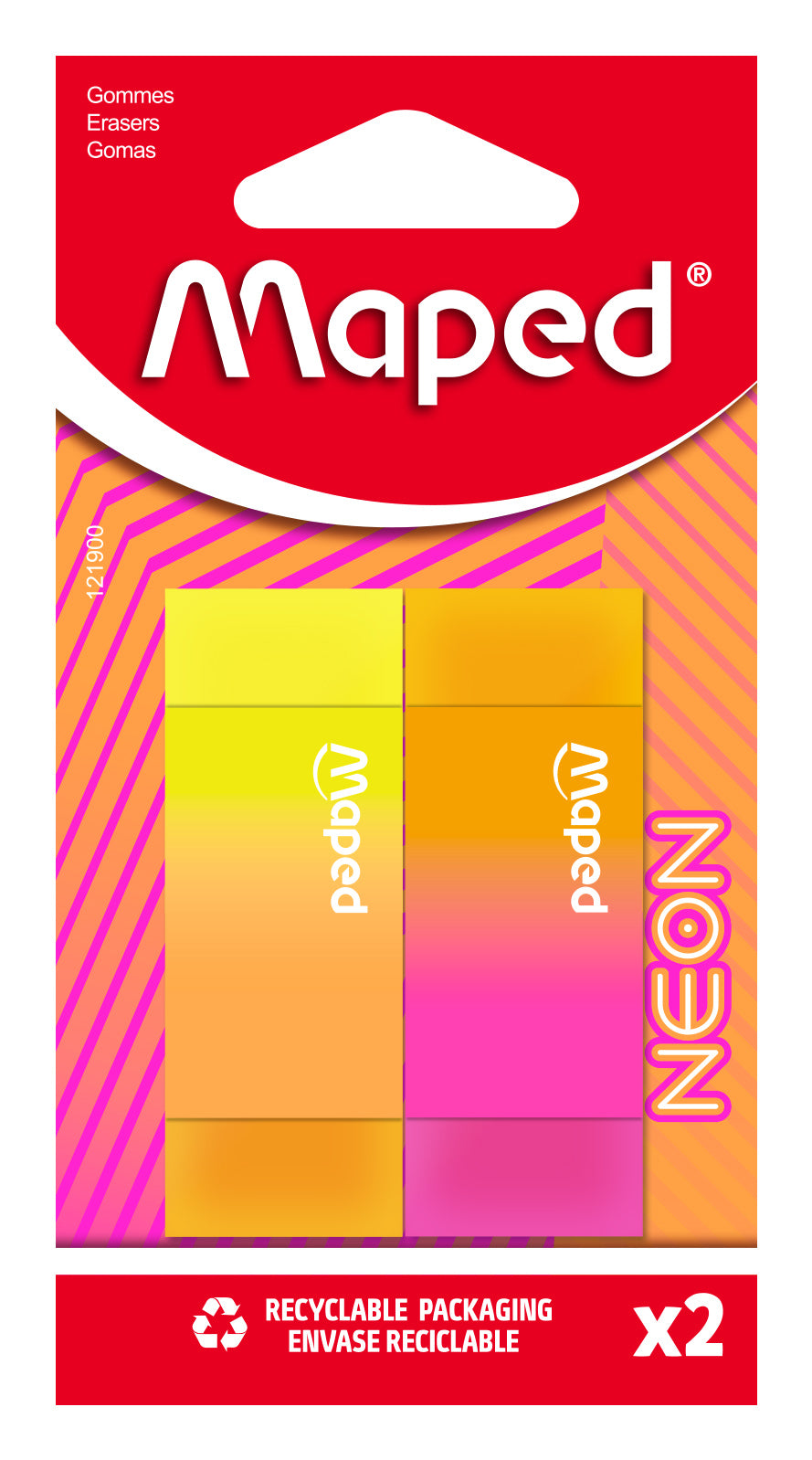 MAPED Neon Eraser 2's