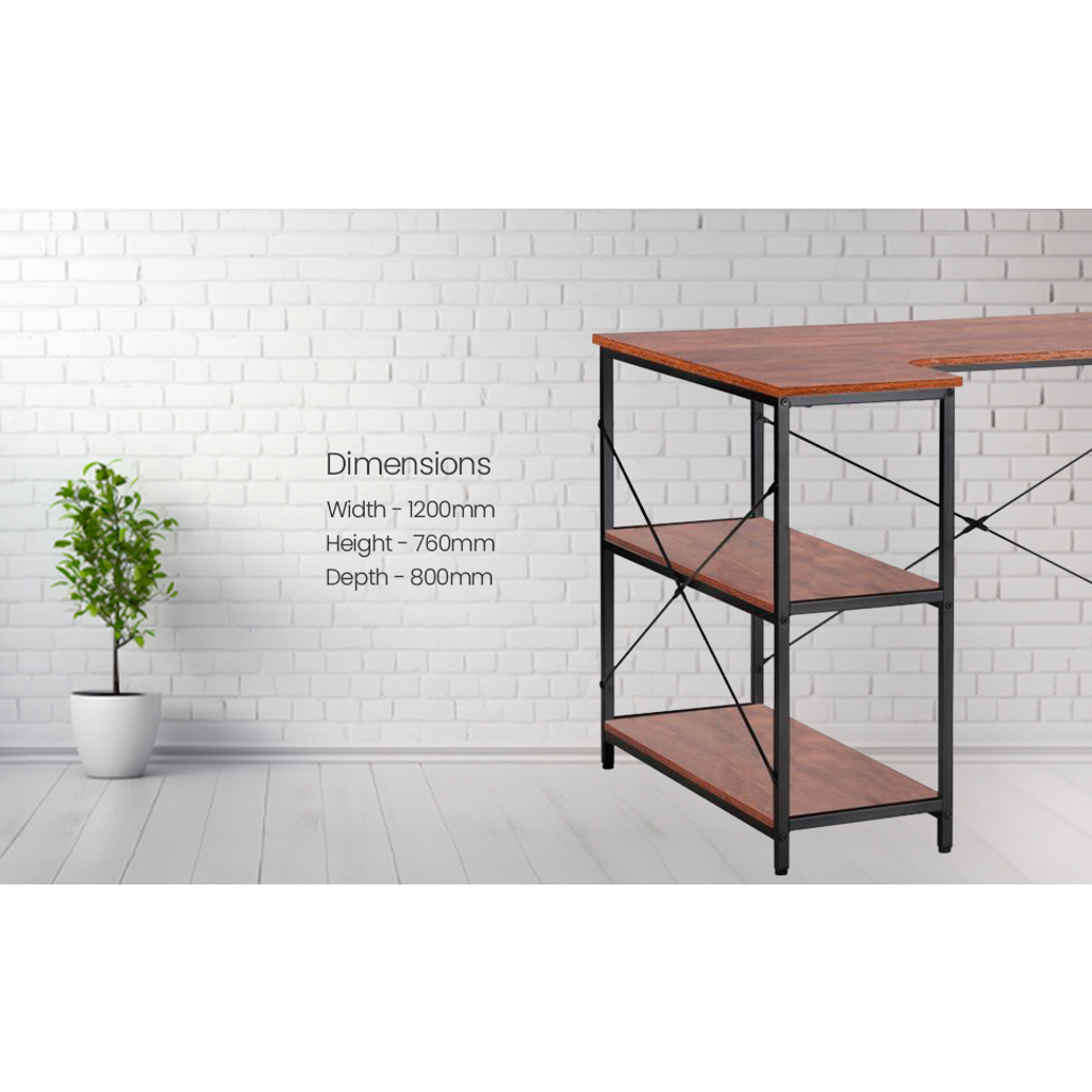 Everfurn Anthony L Shaped Work Desk, Corner Desk,Steel Frame
