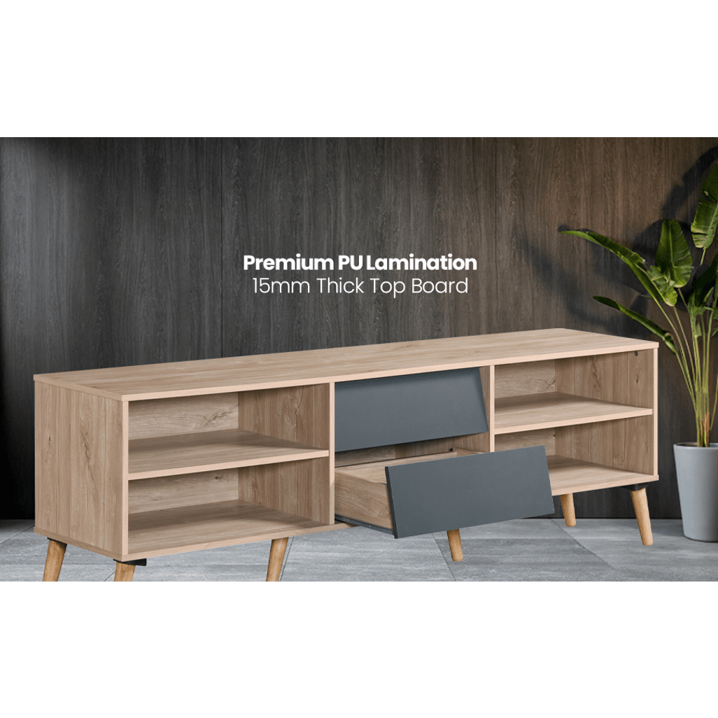 Everfurn Everest Tall TV Stand, 2 Drawers