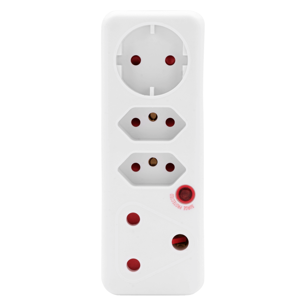 Ellies 4 Way Medium Surge adaptor with Schuko - White