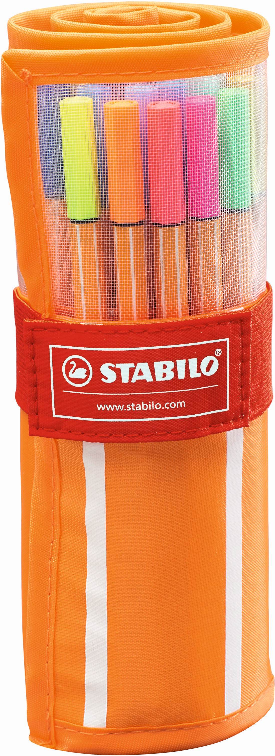 STABILO Point 88 Fineliner Assorted Orange/White Striped Rollerset 30's