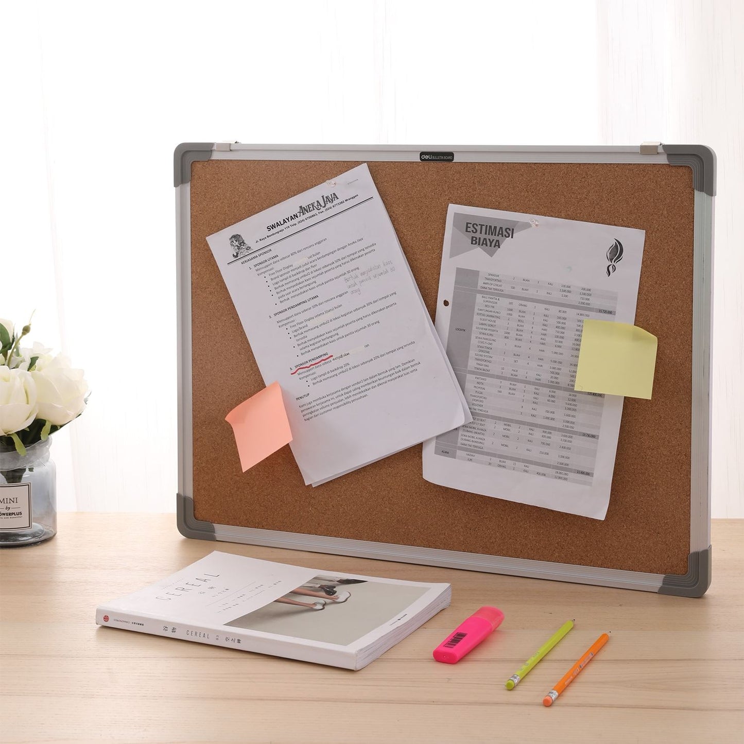 Bulletin Cork Board With Aluminum Frame 450×600mm