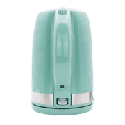 ELEKTRA 2200W green plastic kettle front view with stainless steel accent and modern design.