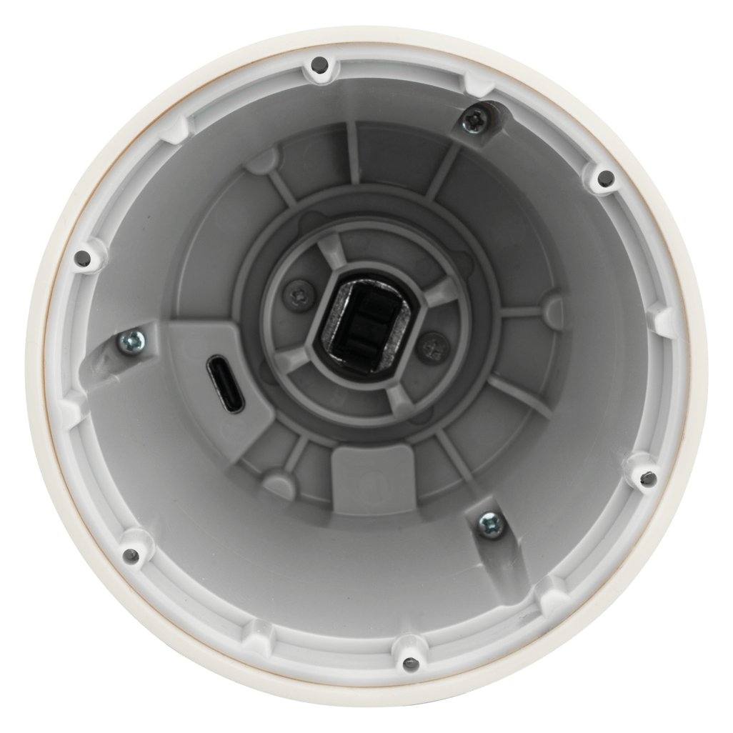 Inside view of the FINAMILL rechargeable grinder in soft cream color, showcasing its design and mechanism.