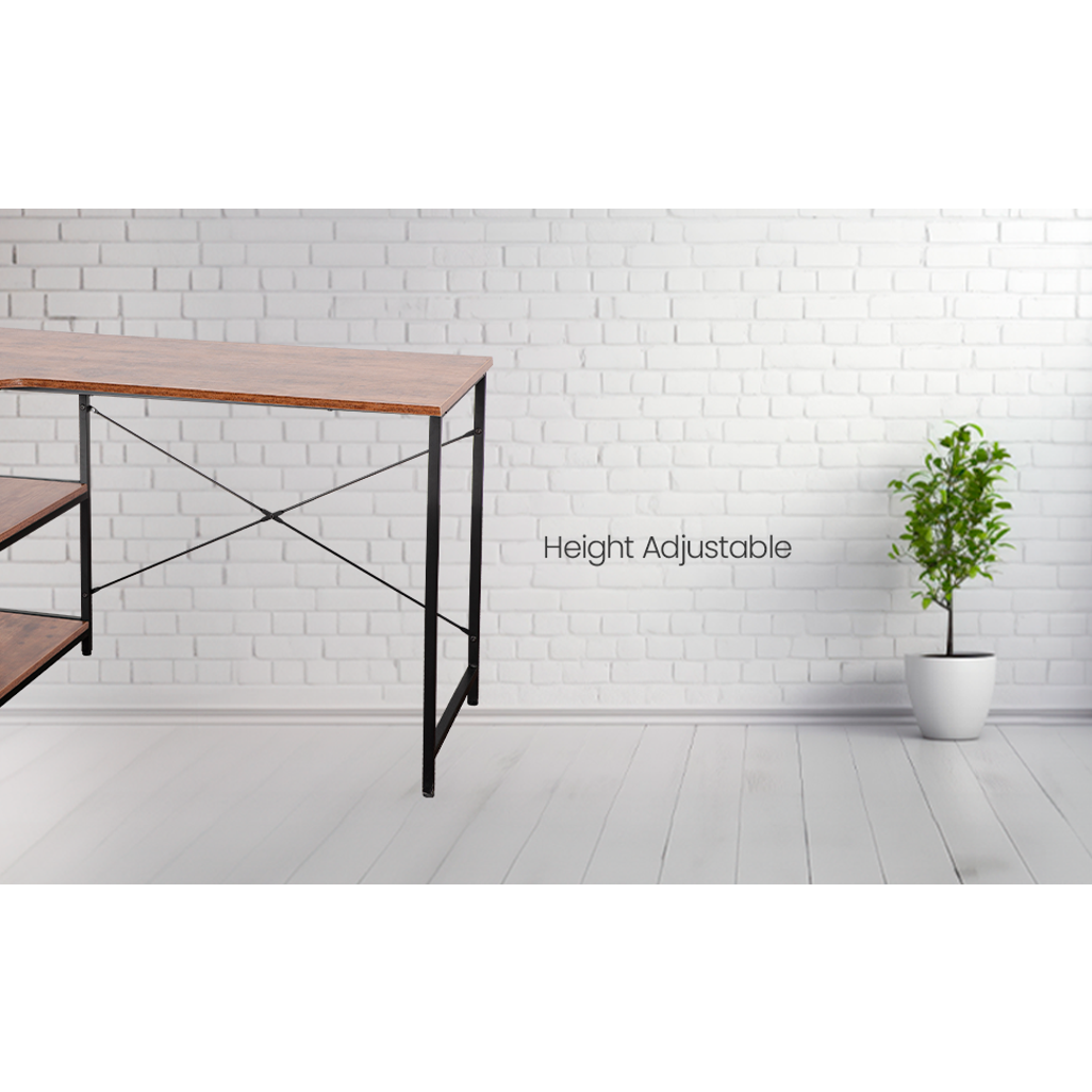 Everfurn Anthony L Shaped Work Desk, Corner Desk,Steel Frame