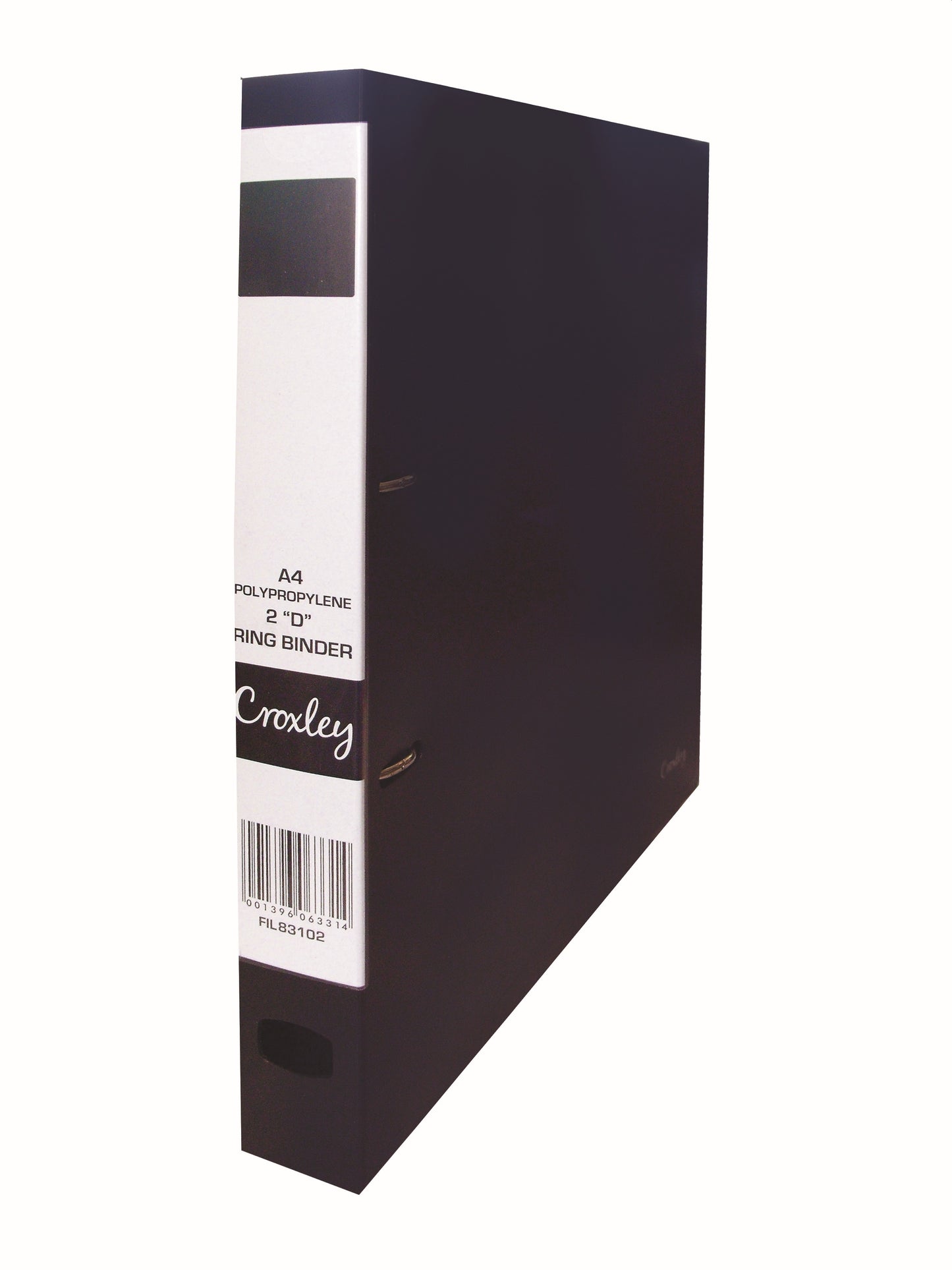 CROXLEY 2D Polypropylene Ring Binder Black Pack of 10
