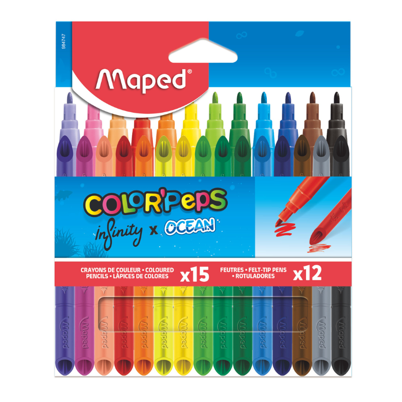 MAPED Colour Pencil Infinity 15's +Ocean Felt Tip 12's