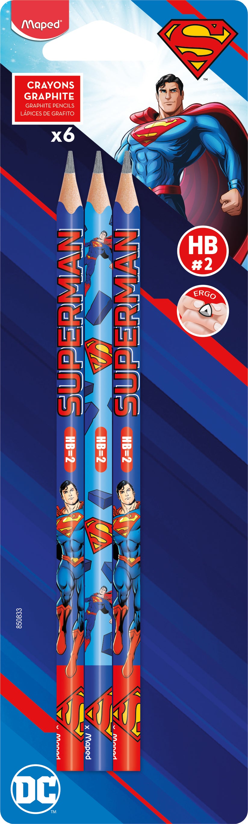 MAPED Superman Graphite HB Pencil 6's