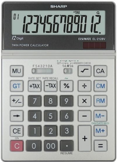 SHARP EL2128 12 Digit Dual Power Calculator
