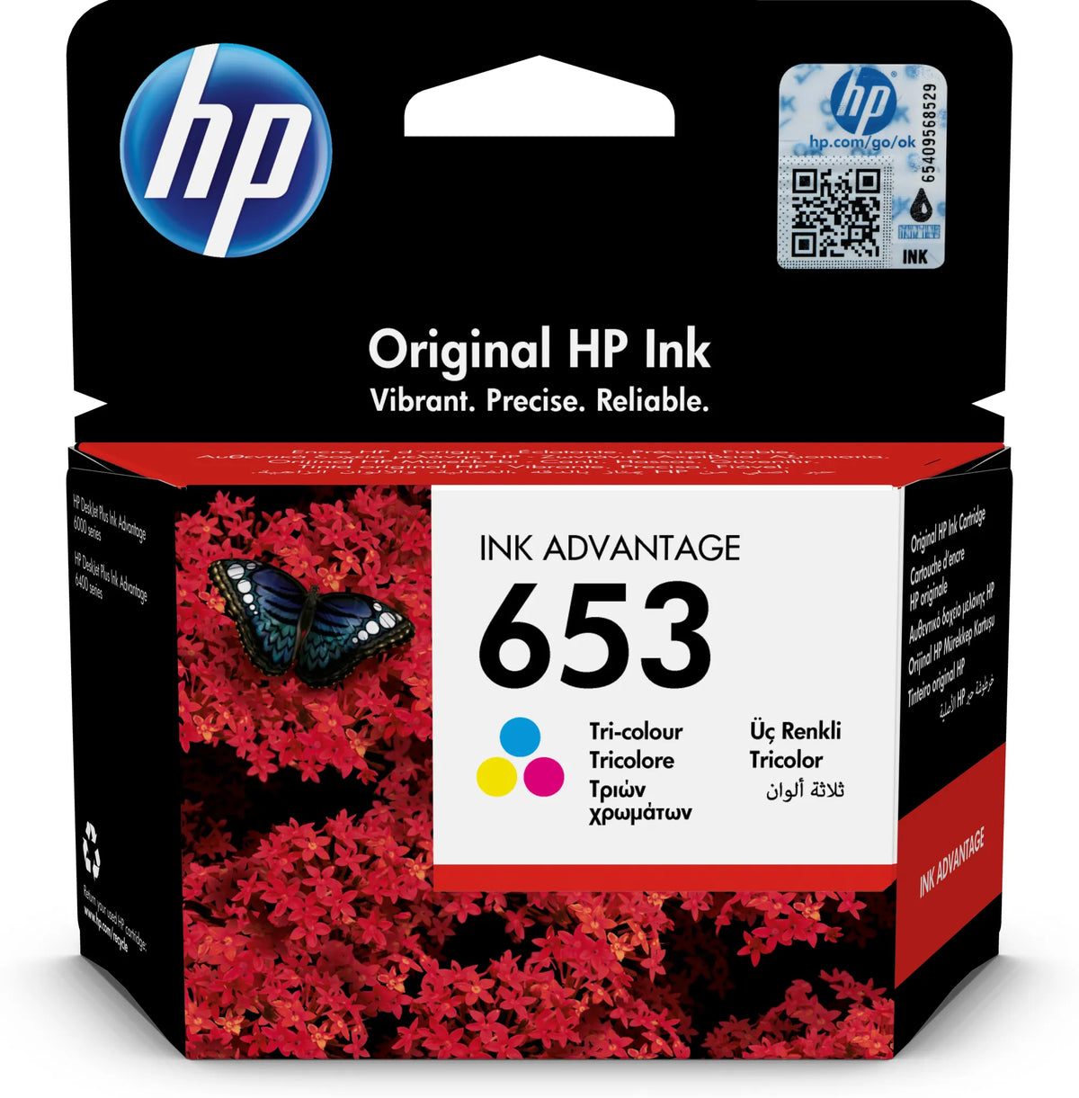 HP 653 Tri-colour Ink Advantage Cartridge