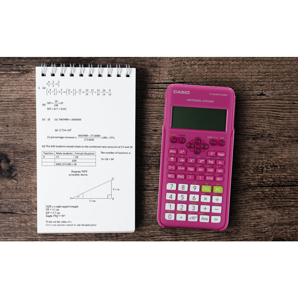 Casio FX-82 ZA Plus II Calculator - Pink