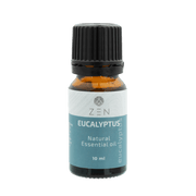 Zen Oil Eucalyptus essential oil bottle, 10 ml, promotes relaxation and well-being with calming aroma.