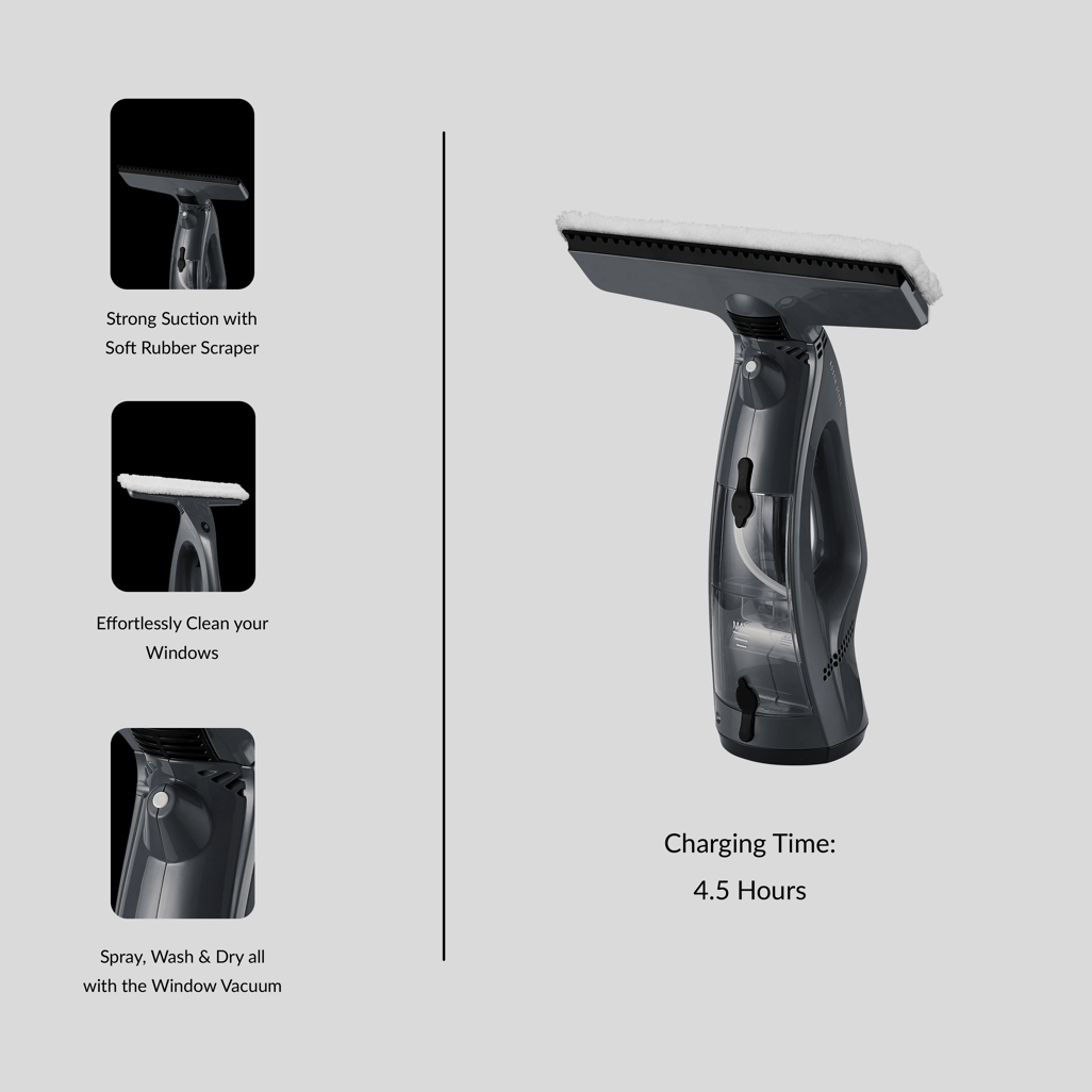 Boden Stark 3 in 1 Window Vacuum Cleaner with strong suction and soft rubber scraper for effortless window cleaning.
