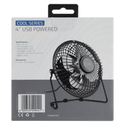 ZEN Cool Series 4 inch Mini Desk Fan - Black, USB powered, compact design, ideal for desks and small spaces.
