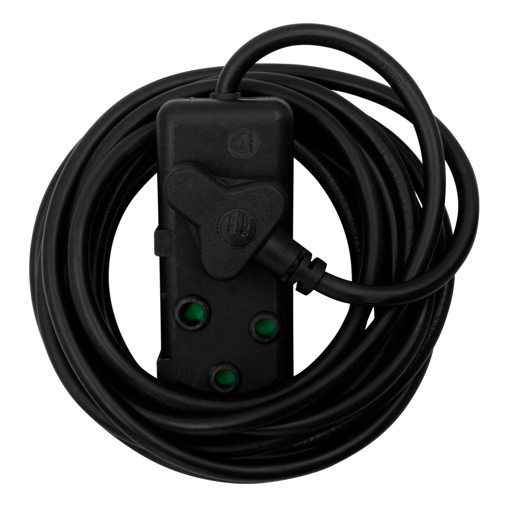 Ellies Side by Side Heavy Duty Extension Lead-5M-BK