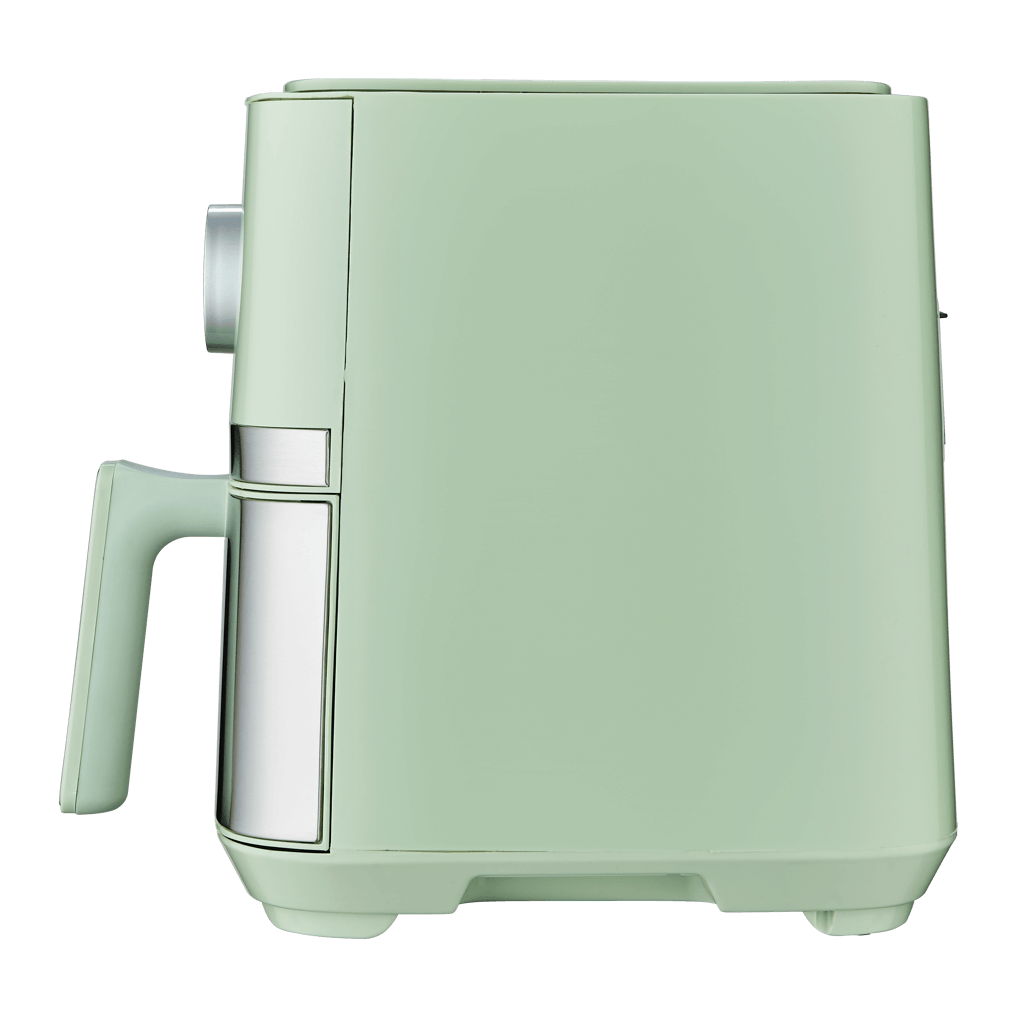Boden Stark 5.0L Digital Air Fryer in green, showcasing its sleek design and user-friendly handle.