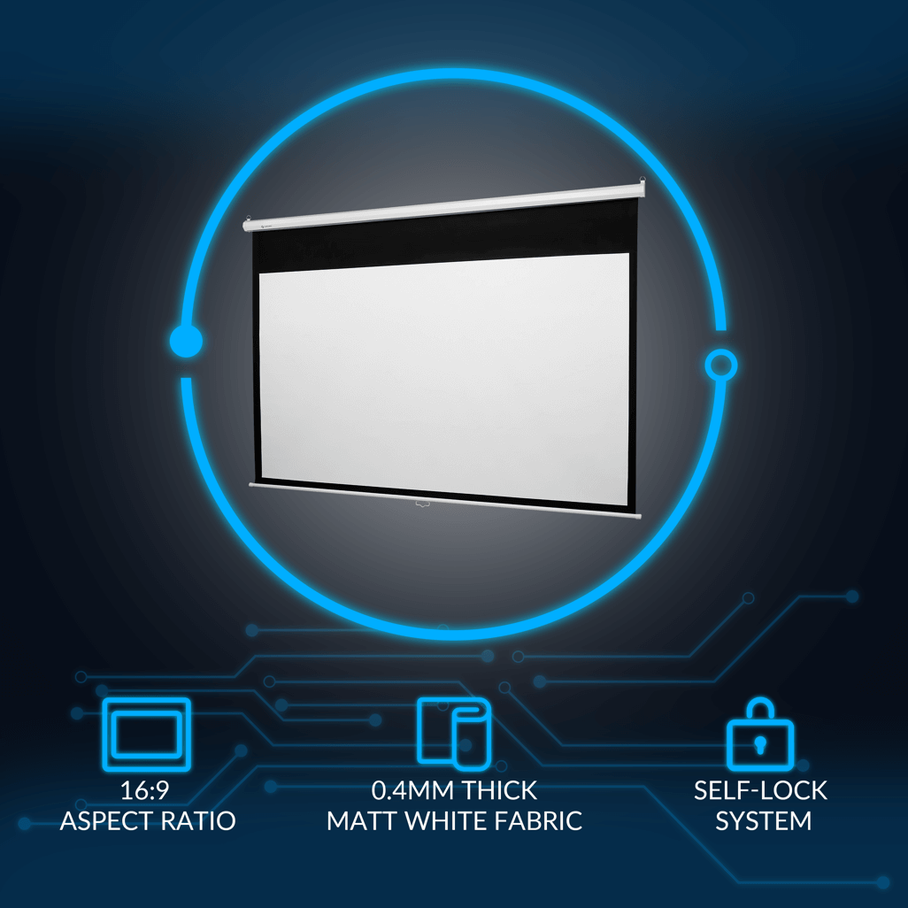 Connex E-Luminate Pulldown Projector Screen 100 inch - 169