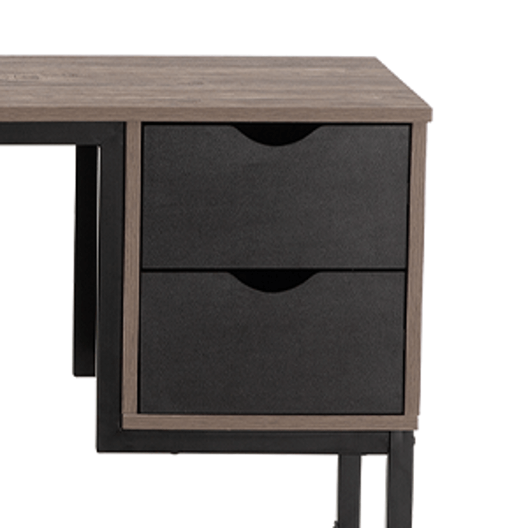 Everfurn Rampart Office Desk with Two Drawers, Powder Coated Steel, Adjustable Feet