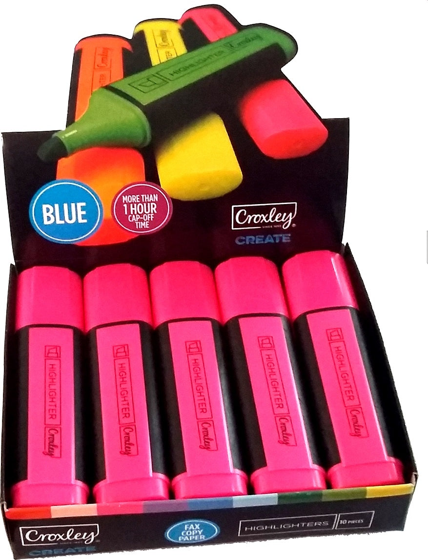 CROXLEY CREATE Pink Highlighters Box of 10