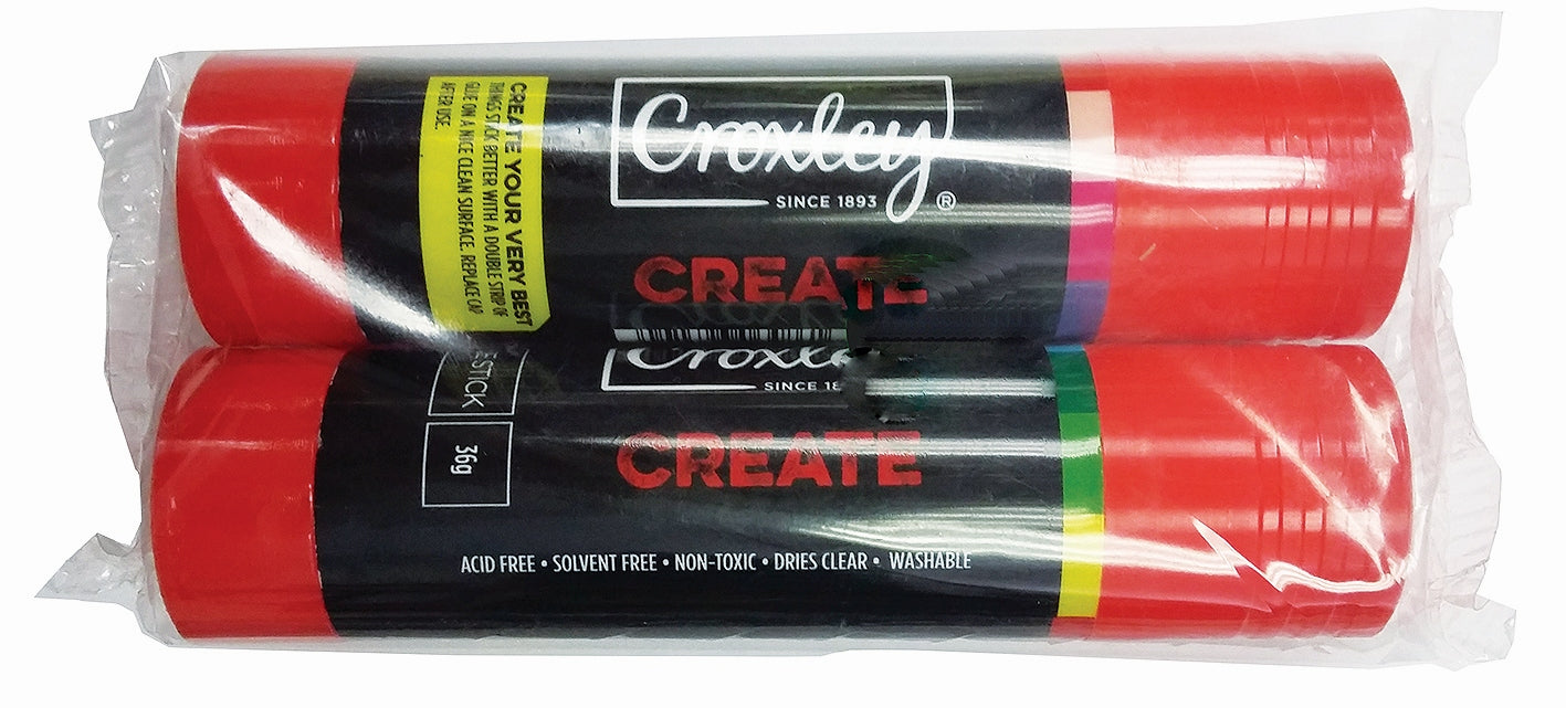 CROXLEY CREATE Glue Stick 36g - 2PCS Flow Bag Hangsell
