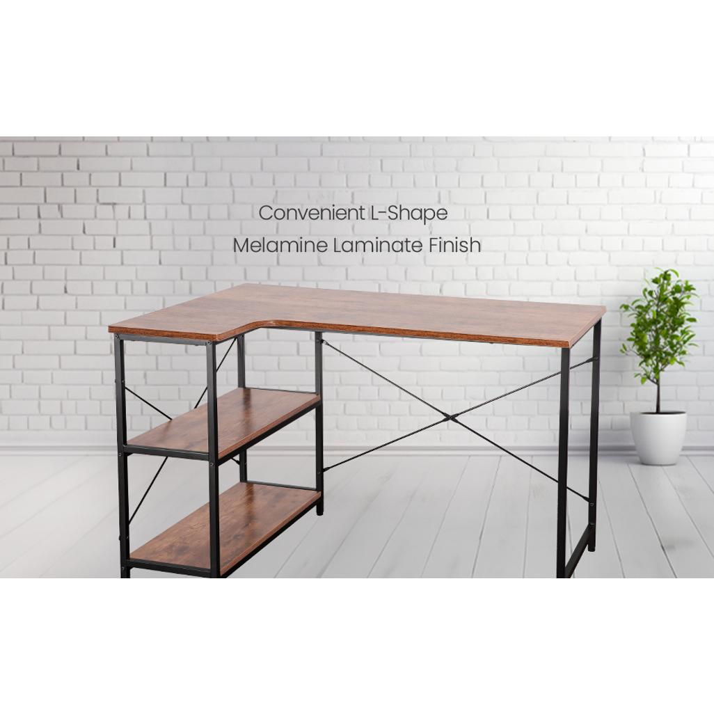 Everfurn Anthony L Shaped Work Desk, Corner Desk,Steel Frame