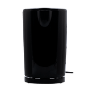 ELEKTRA 1.7L black cordless kettle with durable plastic housing and manual opening lid.