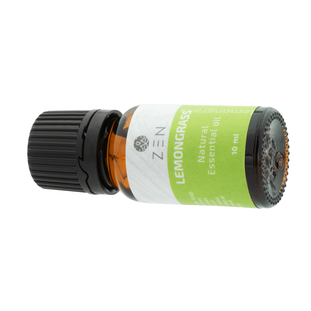 Zen Oil Lemongrass 10ml bottle, promoting relaxation and a soothing aroma for wellness and calm.
