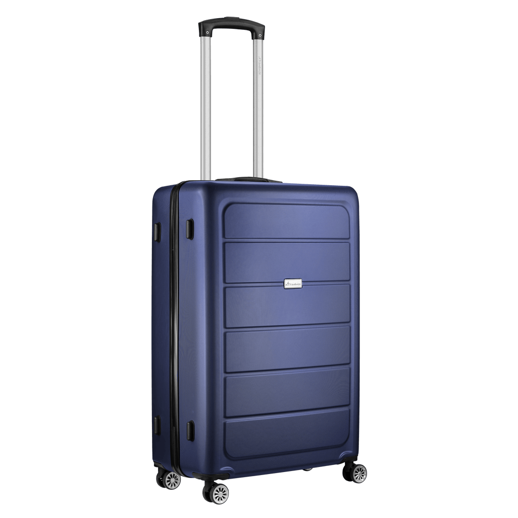 Travelwize Maple 65cm ABS spinner luggage in navy color with 4 wheels for easy mobility.