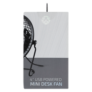 ZEN Cool series 4-inch mini desk fan in black, USB powered, perfect for personal cooling on desks.