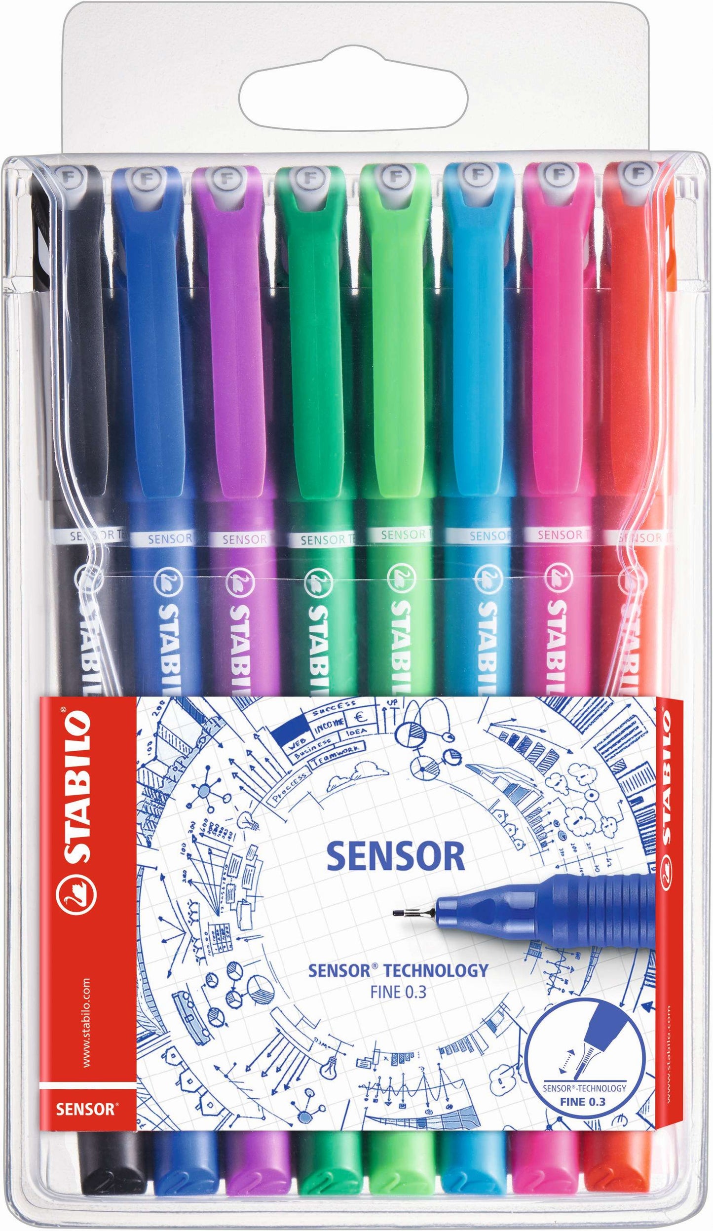 STABILO SENSOR Fineliner Assorted Wallet 8's