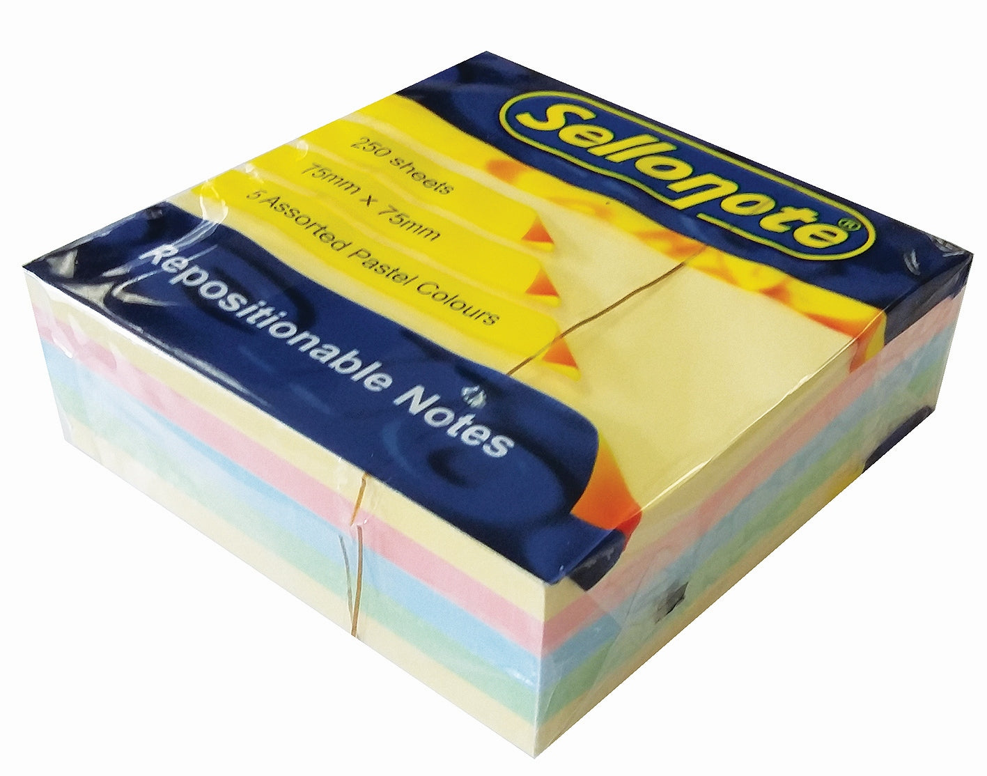 SELLO-NOTE 75x75mm 5 Assorted Colours Pastel 1x250 Sheets Each