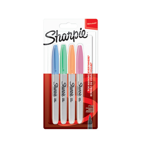 SHARPIE Fine Permanent Marker: Assorted Pastel Card 4's