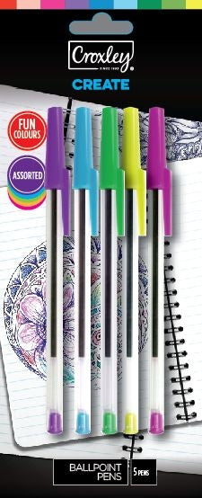 CROXLEY CREATE BallPoint Pens Fun Assorted Pack of 5